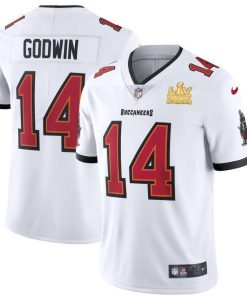 Tampa Bay Buccaneers #14 Chris Godwin Men's Super Bowl LV Champions Patch Nike White Vapor Limited Jersey