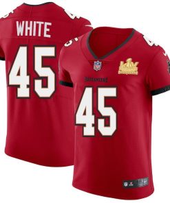 Tampa Bay Buccaneers #45 Devin White Men's Super Bowl LV Champions Patch Nike Red Vapor Elite Jersey