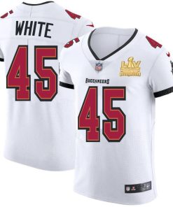 Tampa Bay Buccaneers #45 Devin White Men's Super Bowl LV Champions Patch Nike White Vapor Elite Jersey
