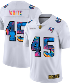 Tampa Bay Buccaneers #45 Devin White Men's White Nike Multi-Color 2020 NFL Crucial Catch Limited NFL Jersey