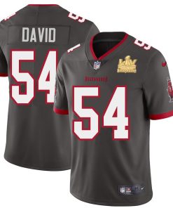 Tampa Bay Buccaneers #54 Lavonte David Men's Super Bowl LV Champions Patch Nike Pewter Alternate Vapor Limited Jersey