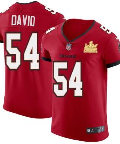 Tampa Bay Buccaneers #54 Lavonte David Men's Super Bowl LV Champions Patch Nike Red Vapor Elite Jersey