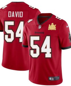 Tampa Bay Buccaneers #54 Lavonte David Men's Super Bowl LV Champions Patch Nike Red Vapor Limited Jersey