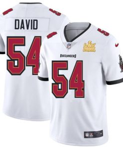 Tampa Bay Buccaneers #54 Lavonte David Men's Super Bowl LV Champions Patch Nike White Vapor Limited Jersey