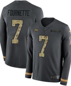 Tampa Bay Buccaneers #7 Leonard Fournette Anthracite Salute To Service Men's Stitched NFL Limited Therma Long Sleeve Jersey